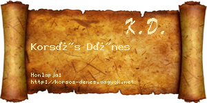Korsós Dénes névjegykártya