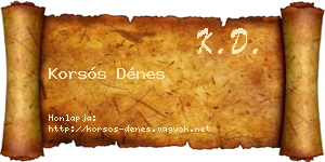 Korsós Dénes névjegykártya